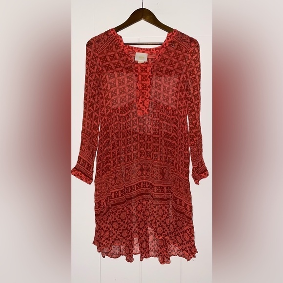 Anthropologie Mauve Canna Swing Babydoll‎ Dress  Fairycore Sheer Women 4 - Picture 5 of 7